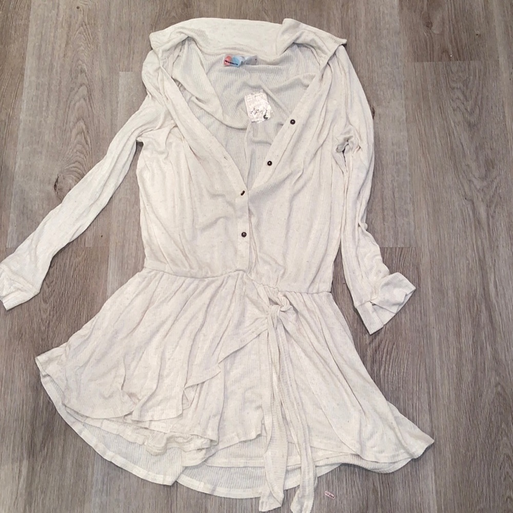 NWT Free People Beach Cream Long Sleeve Button Down Romper